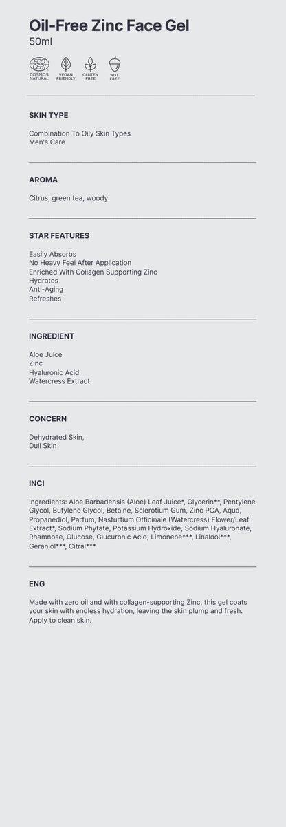 Natural. Oil-Free Zinc Face Gel